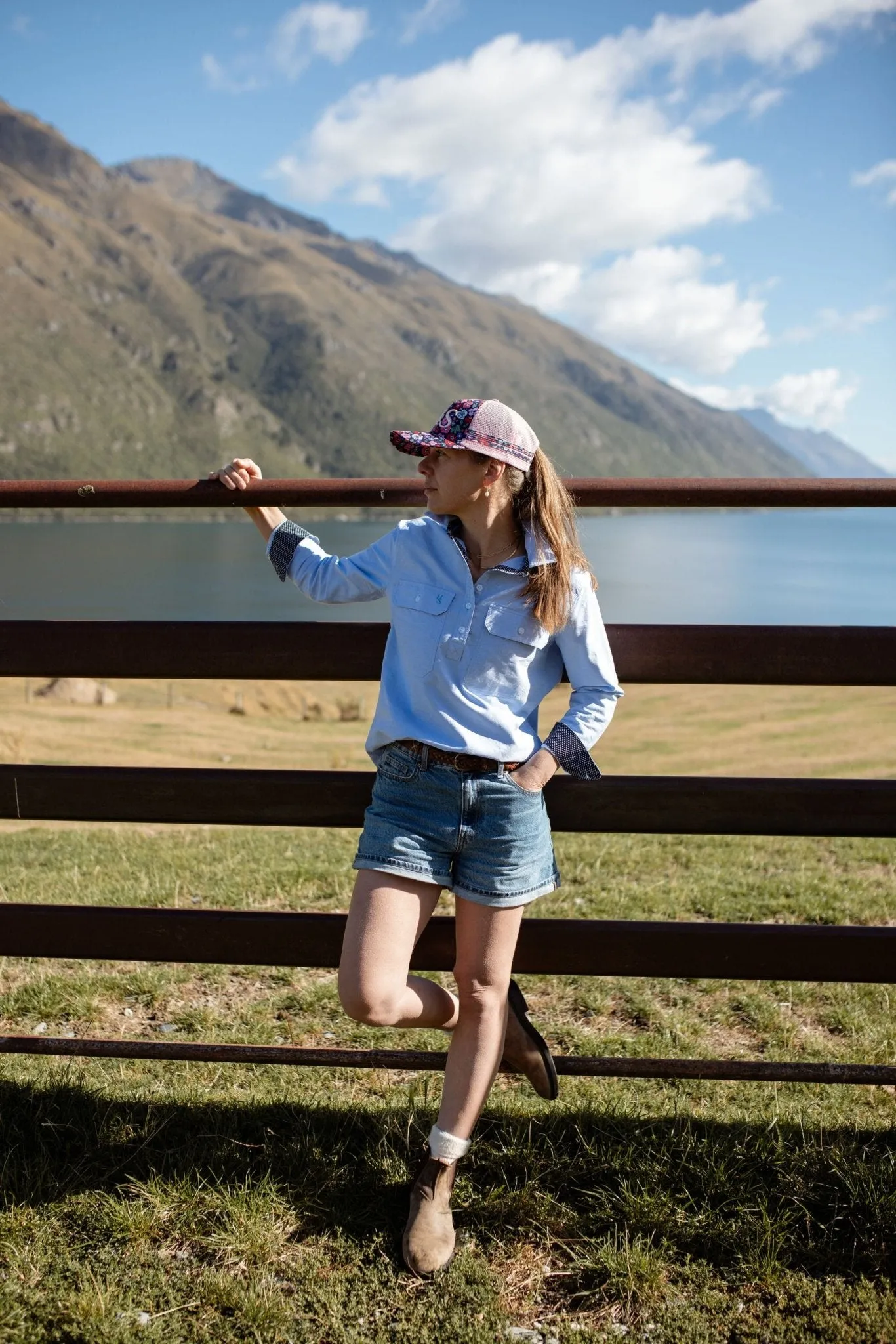Heidi Workshirt in Sky Oxford Cotton