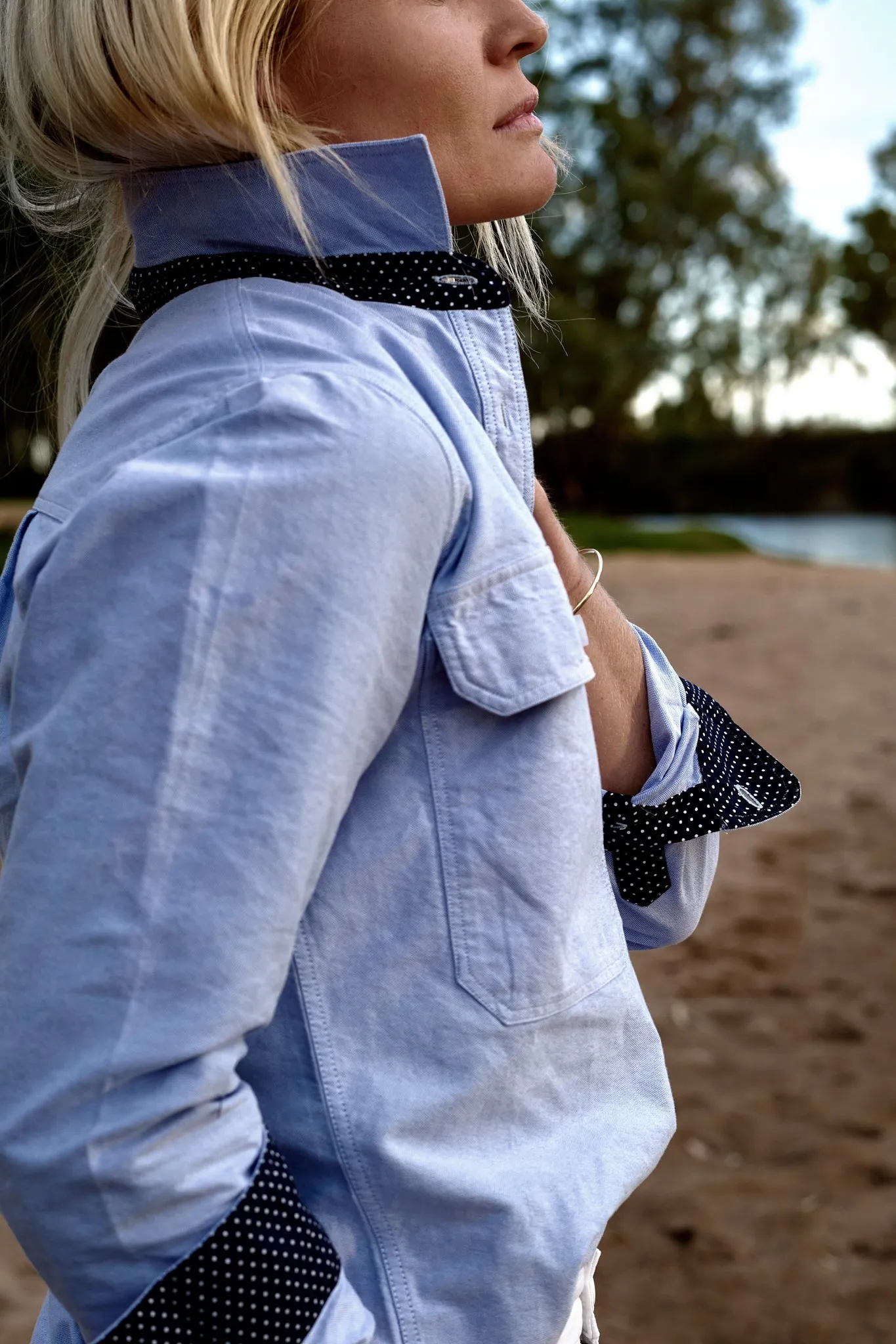 Heidi Workshirt in Sky Oxford Cotton