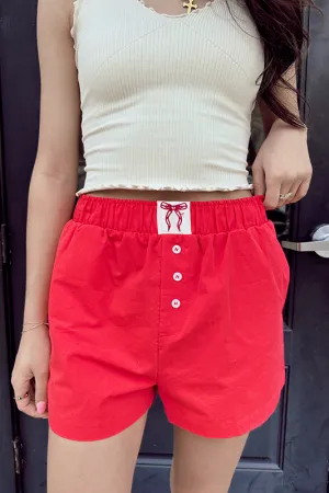 High Waisted Boxy Shorts-Red