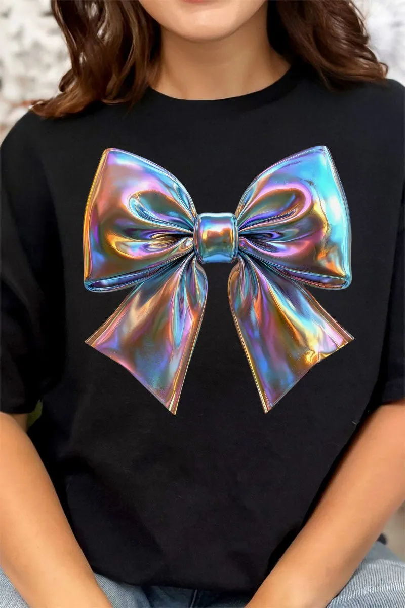 Iridescent Satin Bow Premium Cotton Unisex T-Shirt