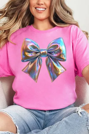 Iridescent Satin Bow Premium Cotton Unisex T-Shirt