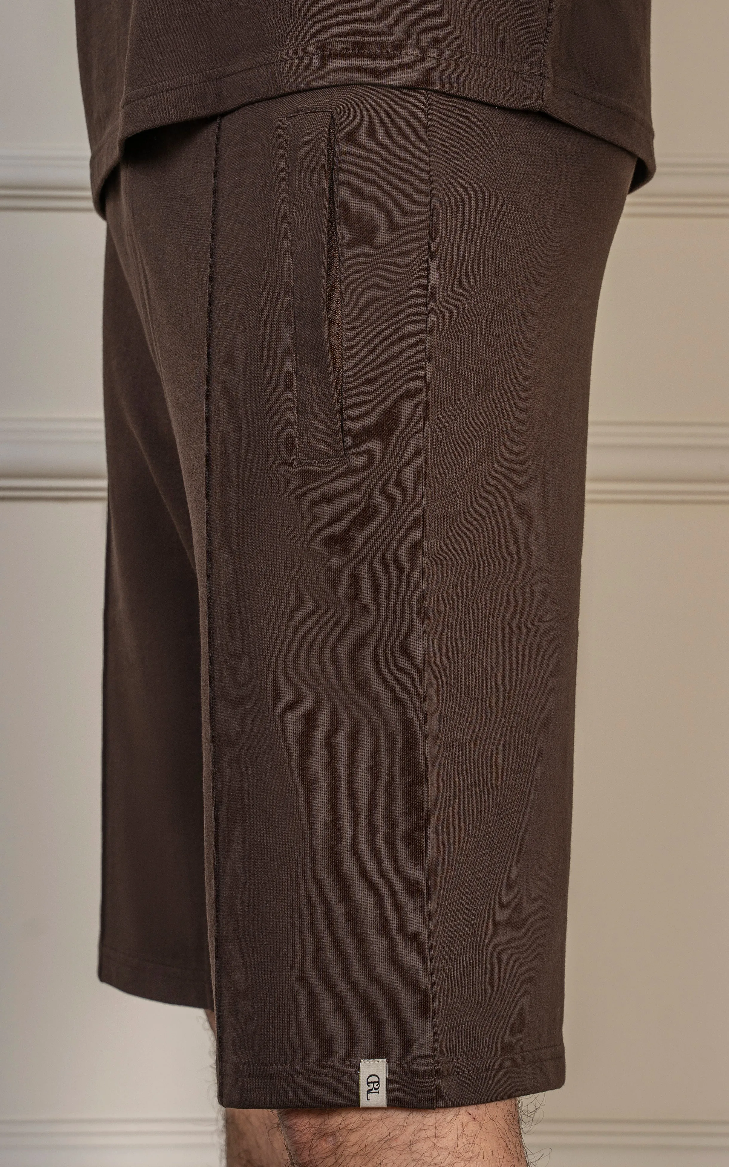 JERSEY SHORT DARK BROWN
