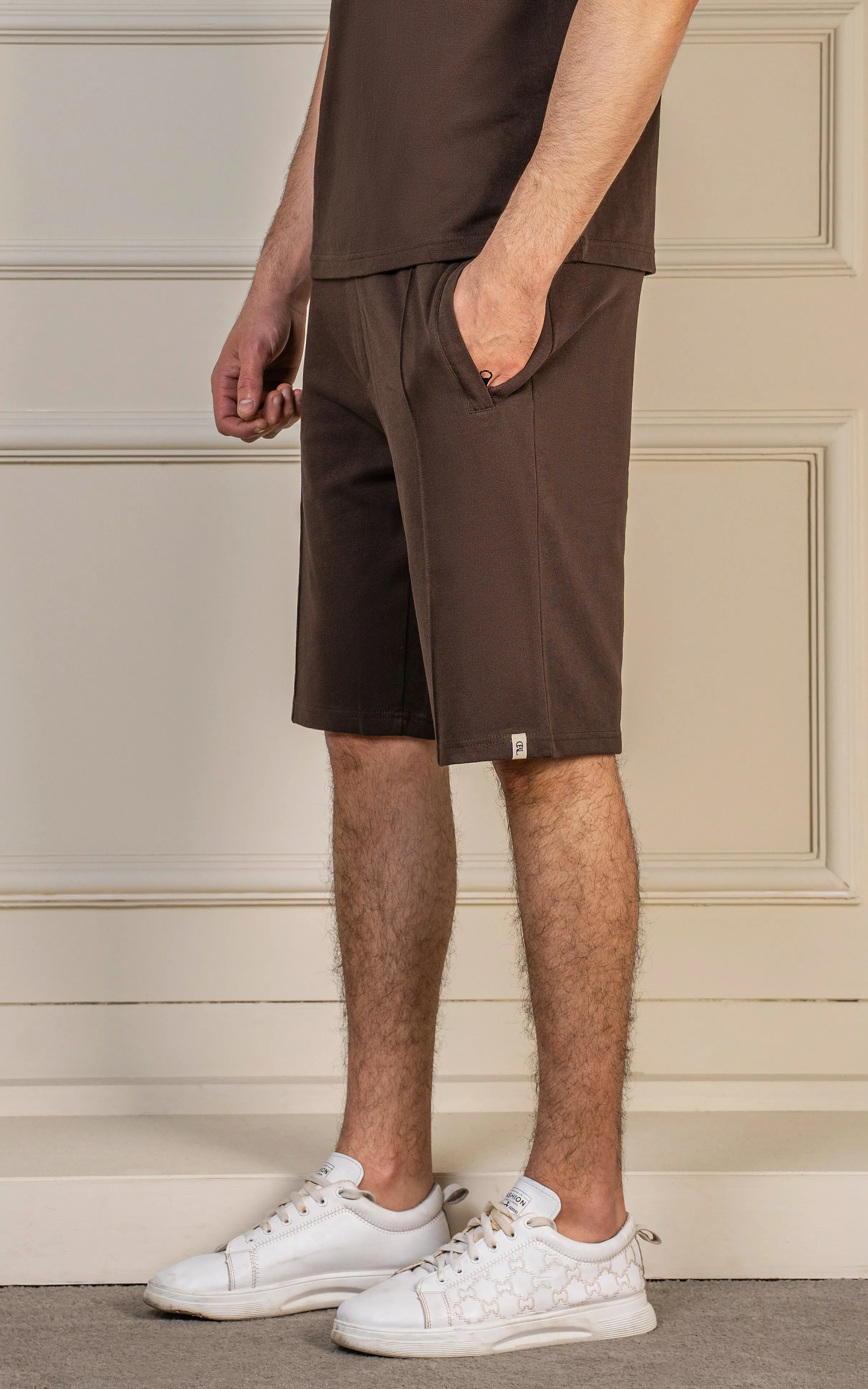 JERSEY SHORT DARK BROWN