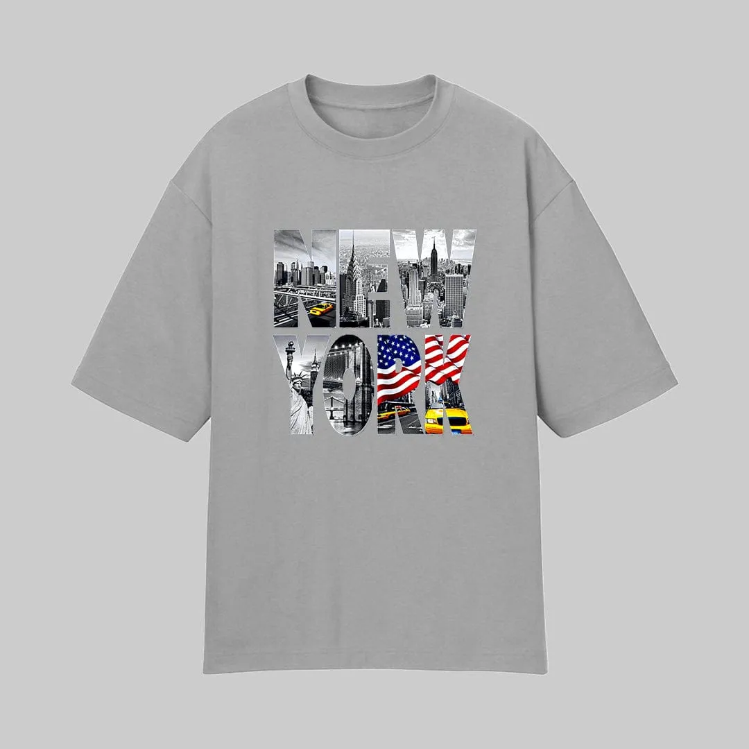 Jupiter Men's Oversized Off Shoulder New York Tee Shirt