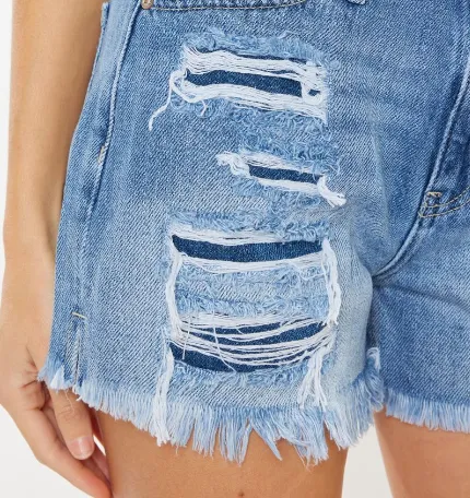Kancan Rosie High Rise Fray Mom Shorts