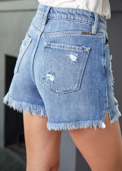 Kancan Rosie High Rise Fray Mom Shorts
