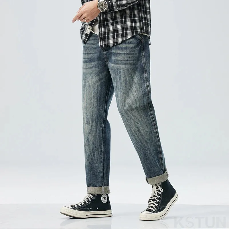 KSTUN Mens Vintage Baggy Pants Men Harem Jeans Loose Fit Casual Streetwear Spring and Autumn Men's Trousers Stripes Oversized 40