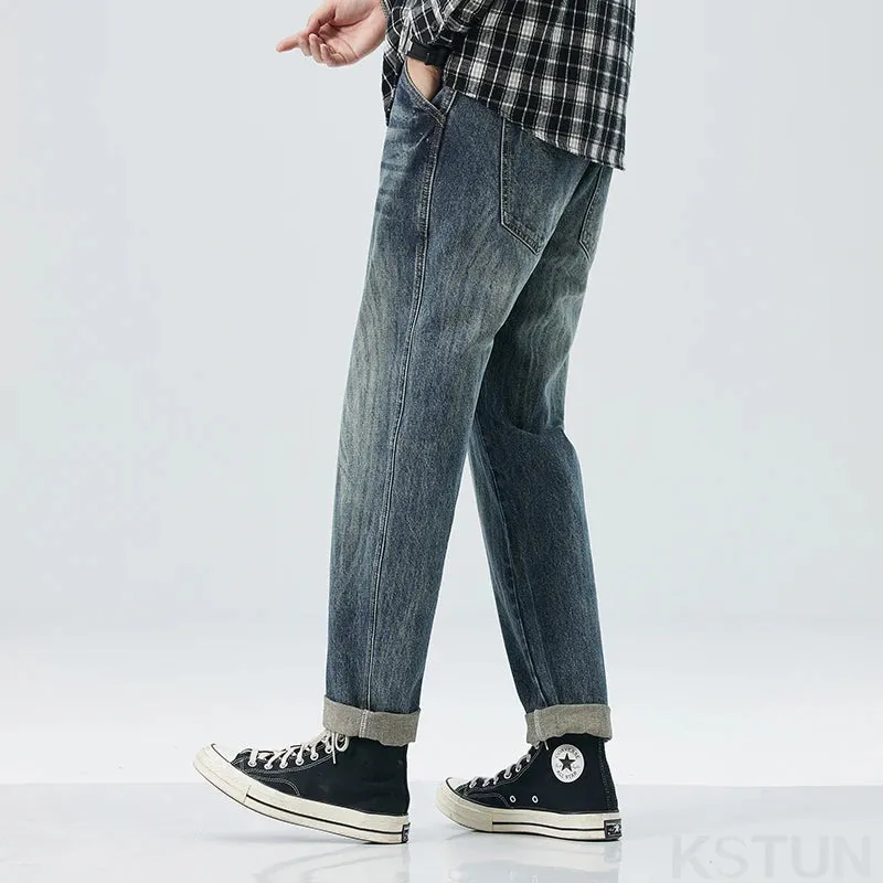 KSTUN Mens Vintage Baggy Pants Men Harem Jeans Loose Fit Casual Streetwear Spring and Autumn Men's Trousers Stripes Oversized 40