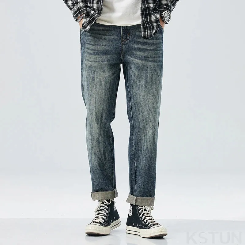KSTUN Mens Vintage Baggy Pants Men Harem Jeans Loose Fit Casual Streetwear Spring and Autumn Men's Trousers Stripes Oversized 40