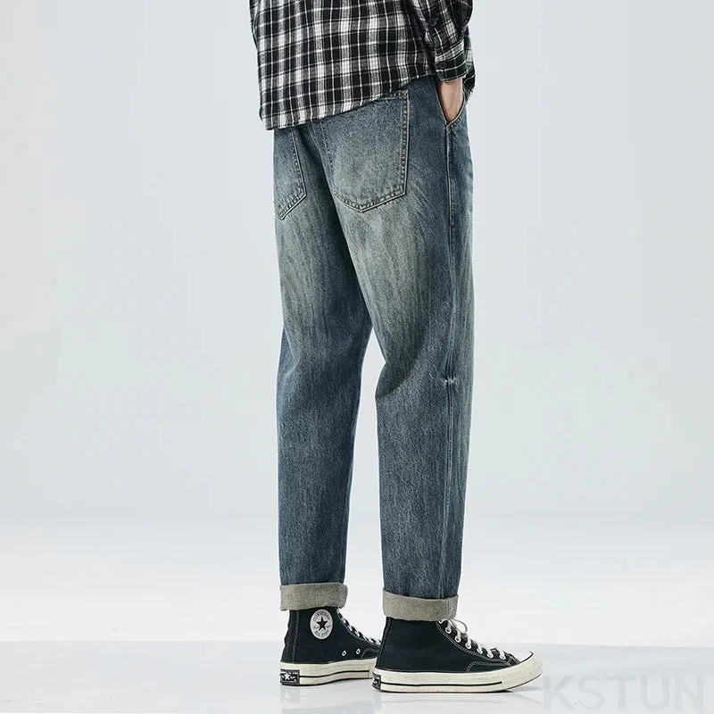 KSTUN Mens Vintage Baggy Pants Men Harem Jeans Loose Fit Casual Streetwear Spring and Autumn Men's Trousers Stripes Oversized 40