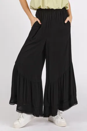 Lace Ruffle Asymmetric Hem Pants