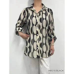 Long Sleeve  Patterned Blouse