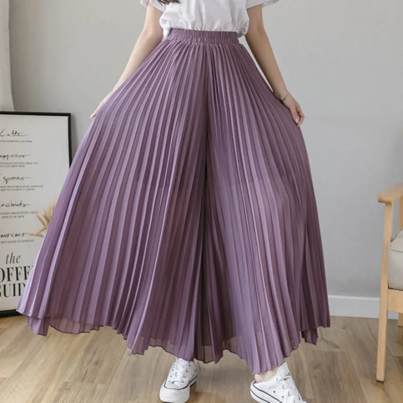 Loose Pleated Chiffon Pants