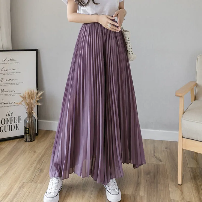 Loose Pleated Chiffon Pants
