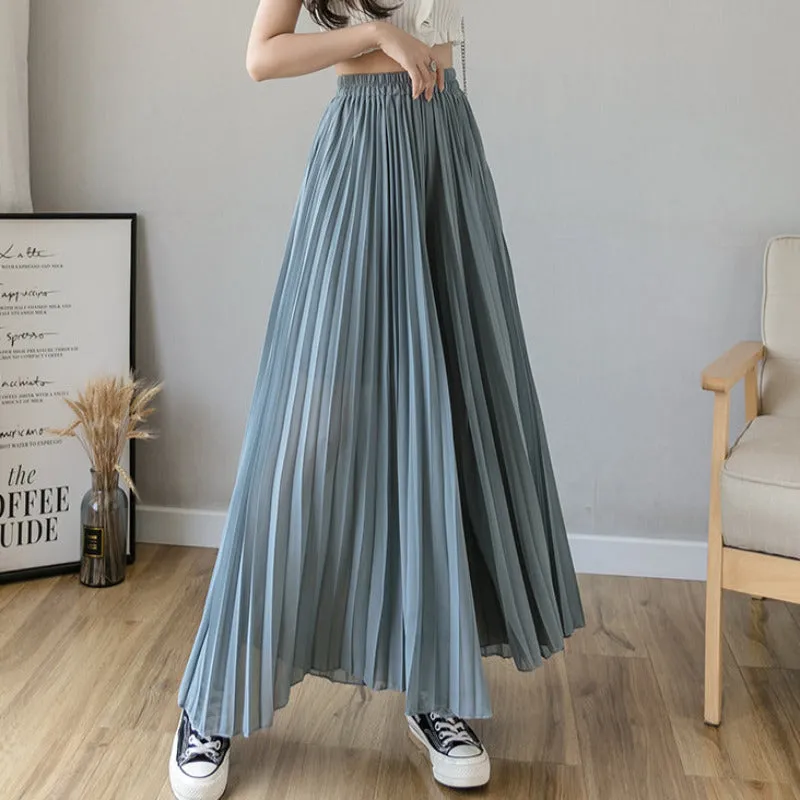 Loose Pleated Chiffon Pants