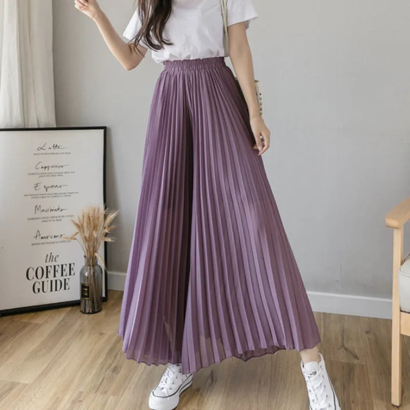Loose Pleated Chiffon Pants