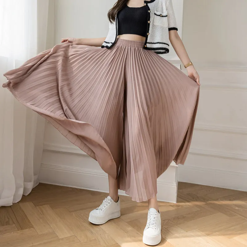 Loose Pleated Chiffon Pants