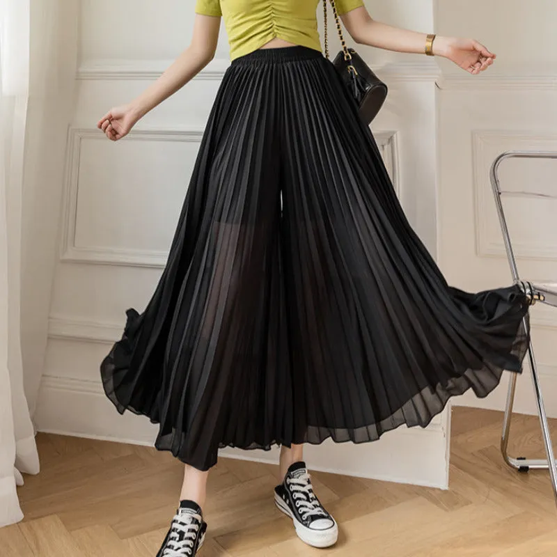Loose Pleated Chiffon Pants