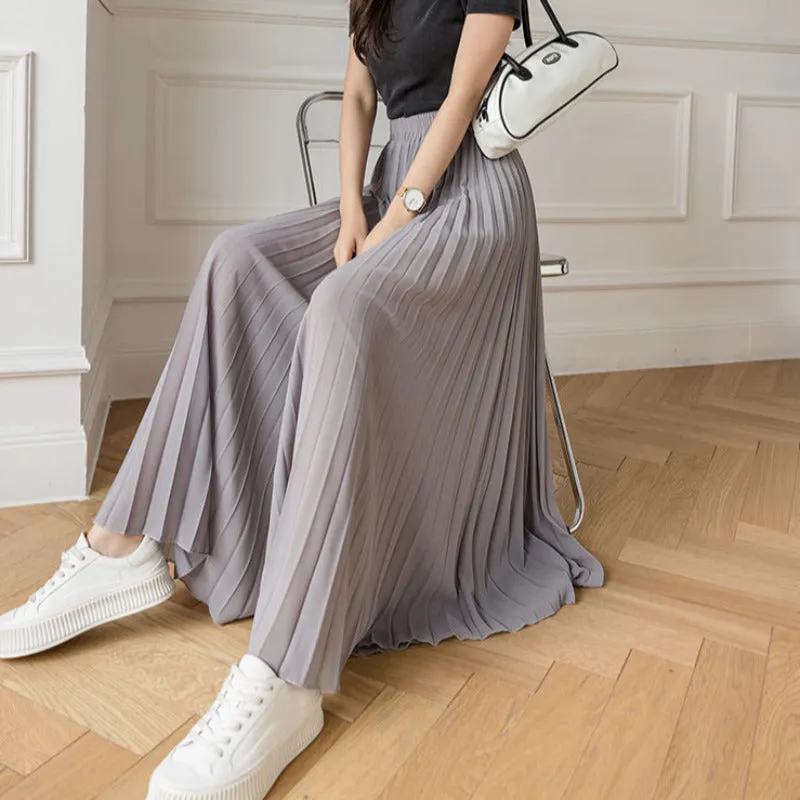 Loose Pleated Chiffon Pants