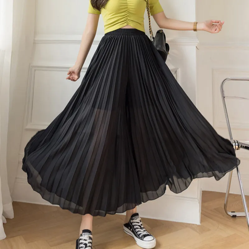Loose Pleated Chiffon Pants