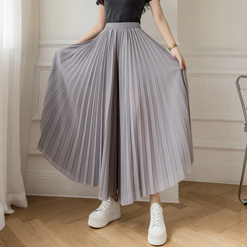 Loose Pleated Chiffon Pants