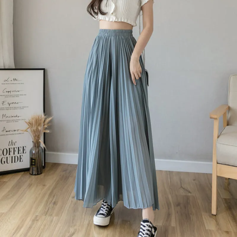 Loose Pleated Chiffon Pants