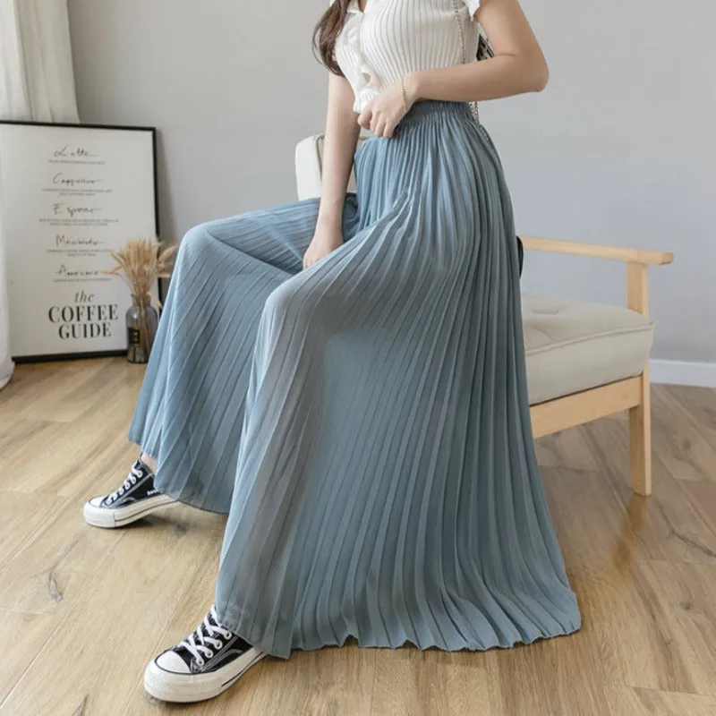 Loose Pleated Chiffon Pants