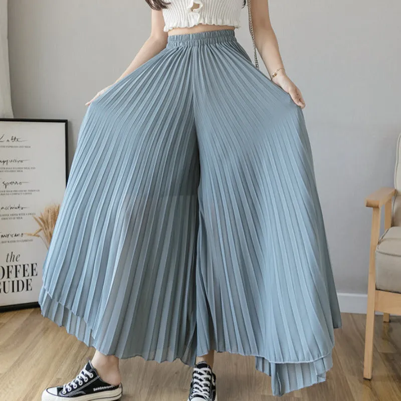 Loose Pleated Chiffon Pants