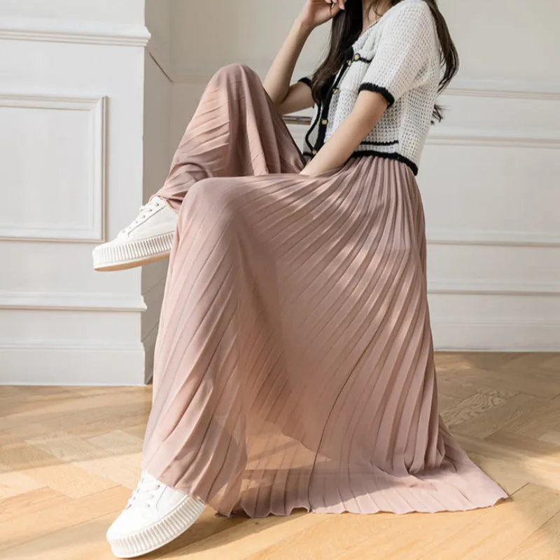 Loose Pleated Chiffon Pants