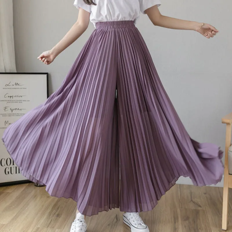 Loose Pleated Chiffon Pants