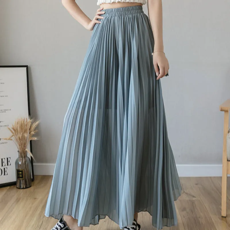 Loose Pleated Chiffon Pants
