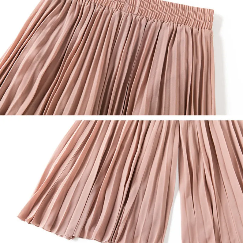 Loose Pleated Chiffon Pants