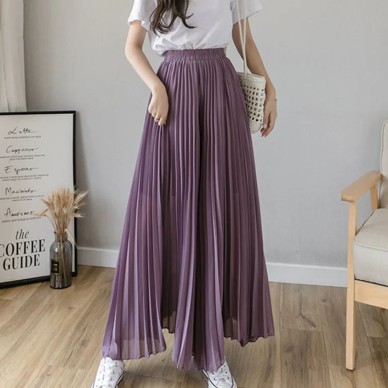 Loose Pleated Chiffon Pants