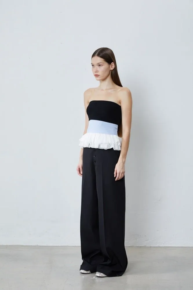 Loose Suit Straight Pants in Black