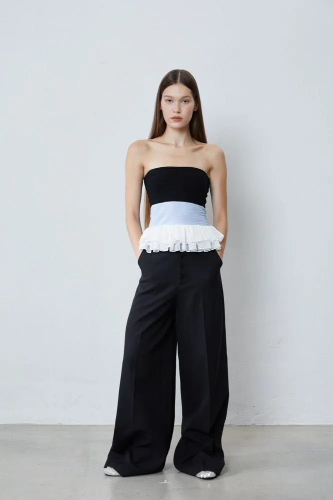 Loose Suit Straight Pants in Black