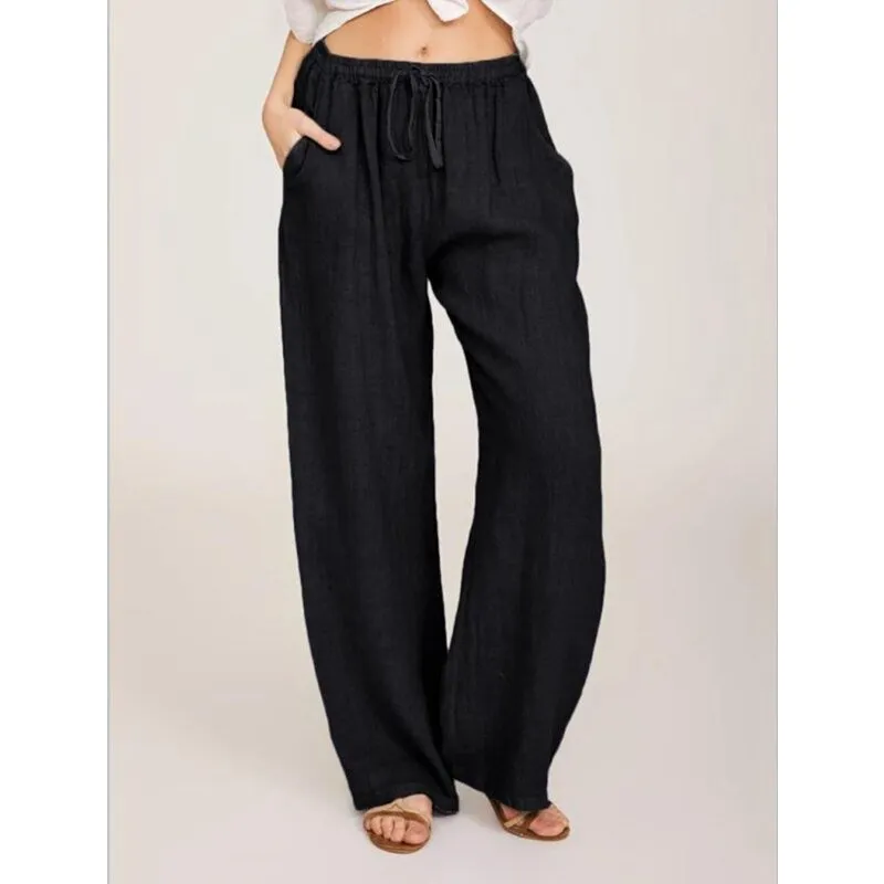 Lovely Loose Wide Leg Drawstring Pocket Pants