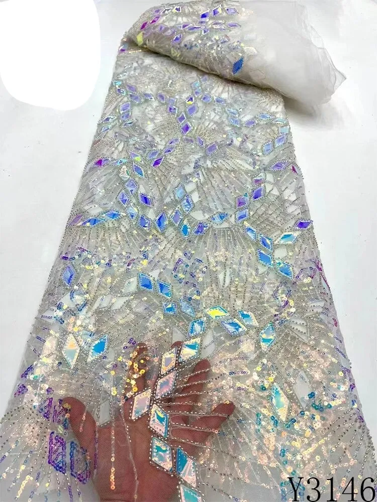 Luxury Mirror Beaded Fabric Lace - Diamond