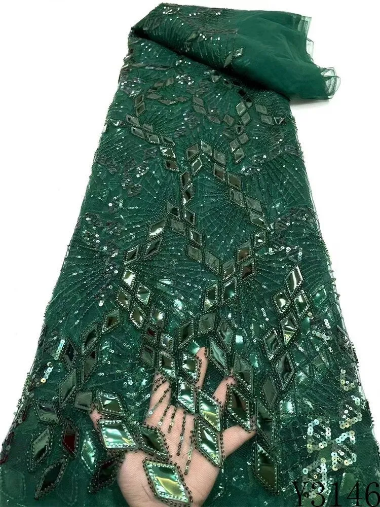 Luxury Mirror Beaded Fabric Lace - Diamond