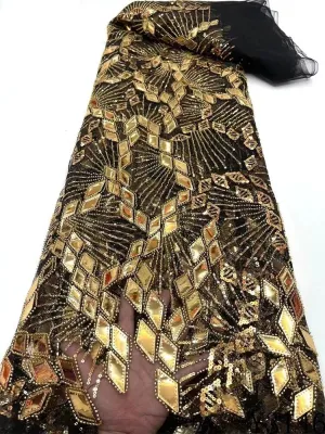 Luxury Mirror Beaded Fabric Lace - Diamond