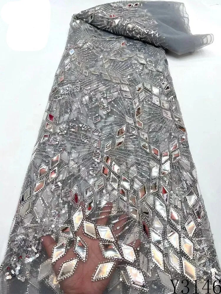 Luxury Mirror Beaded Fabric Lace - Diamond