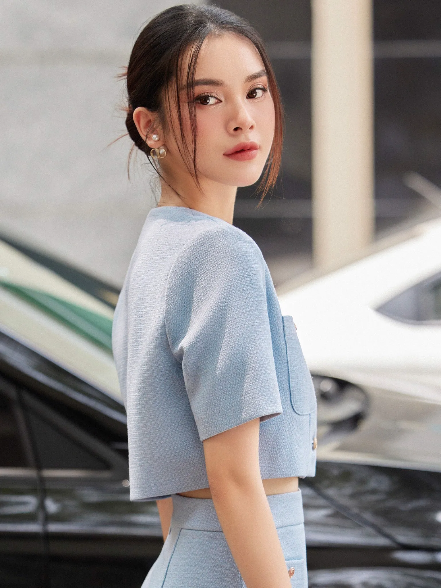 Lyna Top - One Button And Pocket, Suitable For Work, Events, And Casual Outings