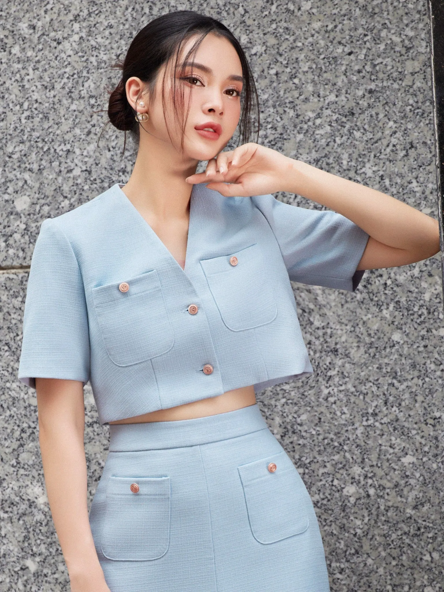 Lyna Top - One Button And Pocket, Suitable For Work, Events, And Casual Outings