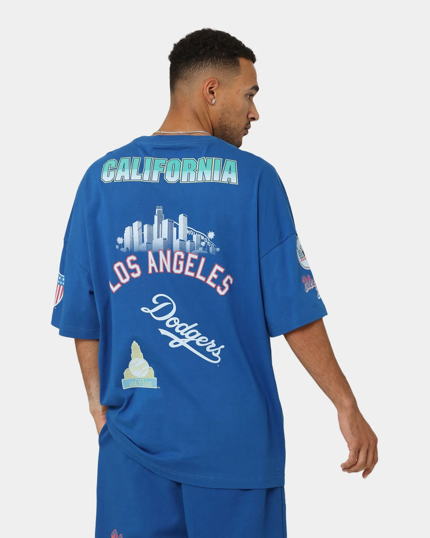 Majestic Athletic Los Angeles Dodgers Puff Print Patch Oversized T-Shirt Royal