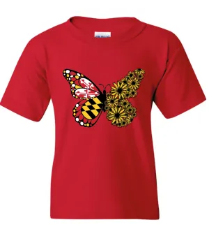 Maryland Flag & Black Eyed Susan Butterfly (Red) / *Youth* Shirt