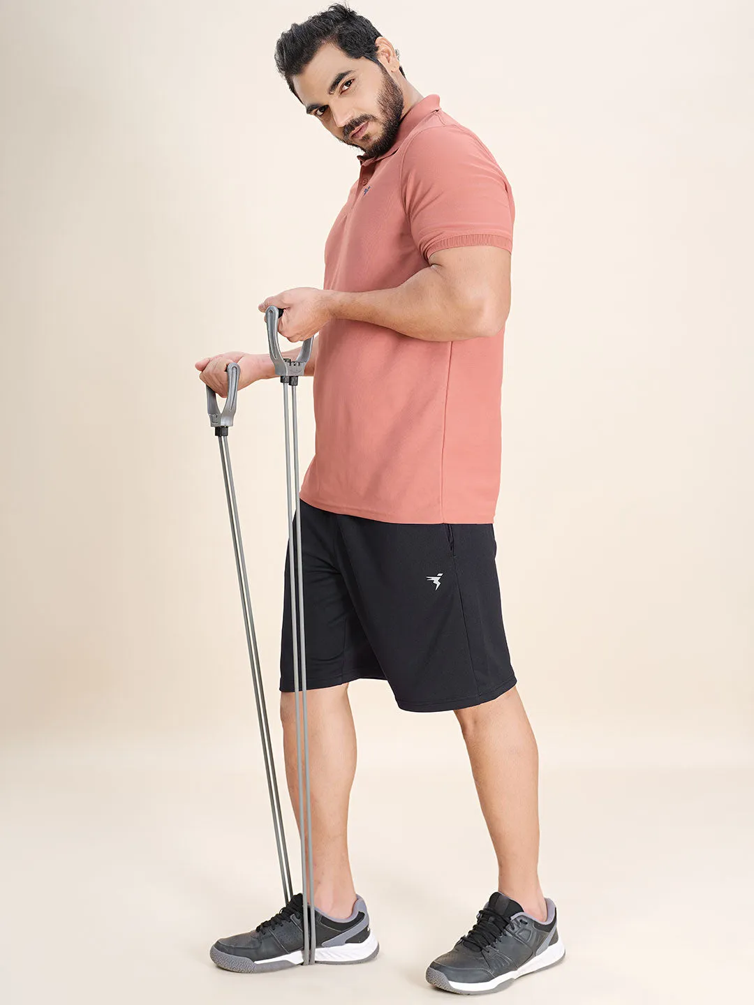 Men Plus Size Solid Slim Fit Active Shorts with TECHNO DRY