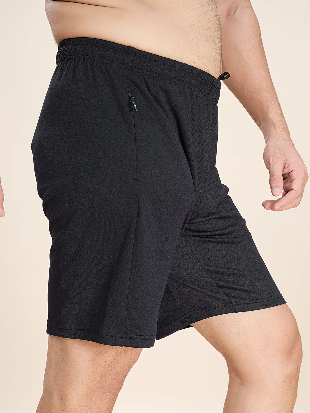 Men Plus Size Solid Slim Fit Active Shorts with TECHNO DRY