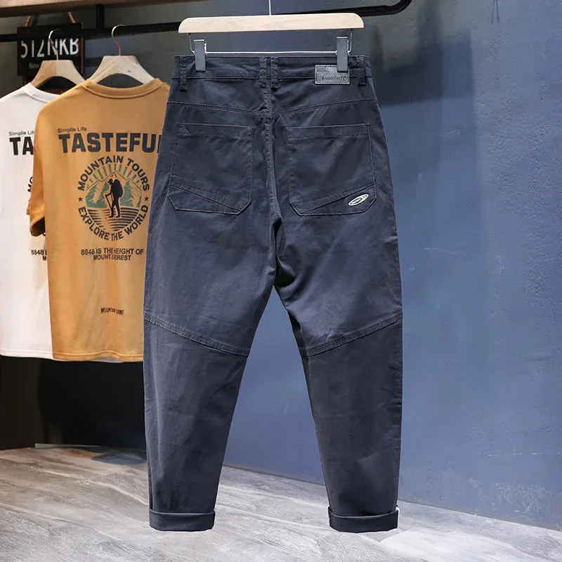 Mens Baggy Pants Harem Navy Blue Loose Fit Stretch Men Casual Pants Patchwork Men's Clothing Trousers Oversized Tapered Man Kpop