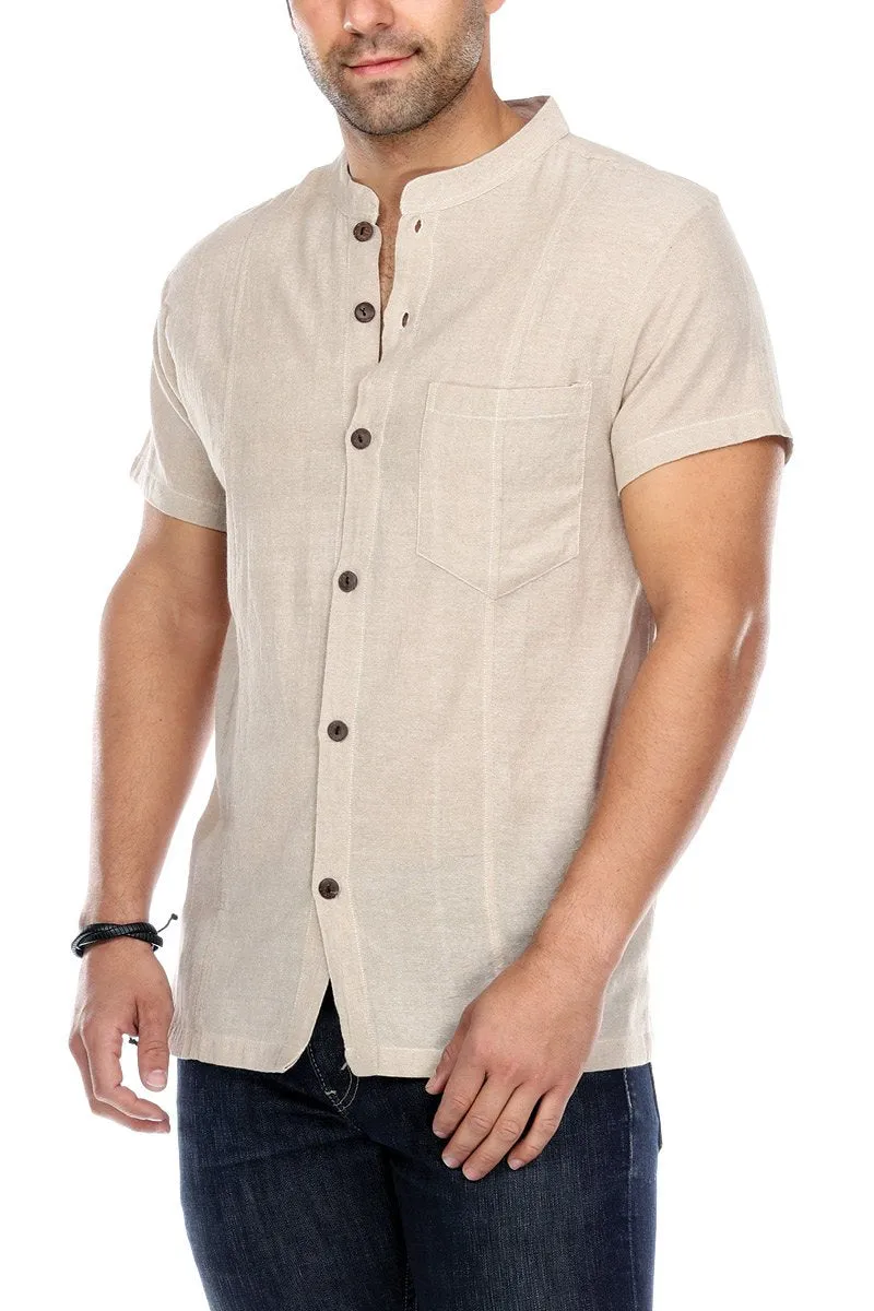Men's Button Up Shirt Solid Color