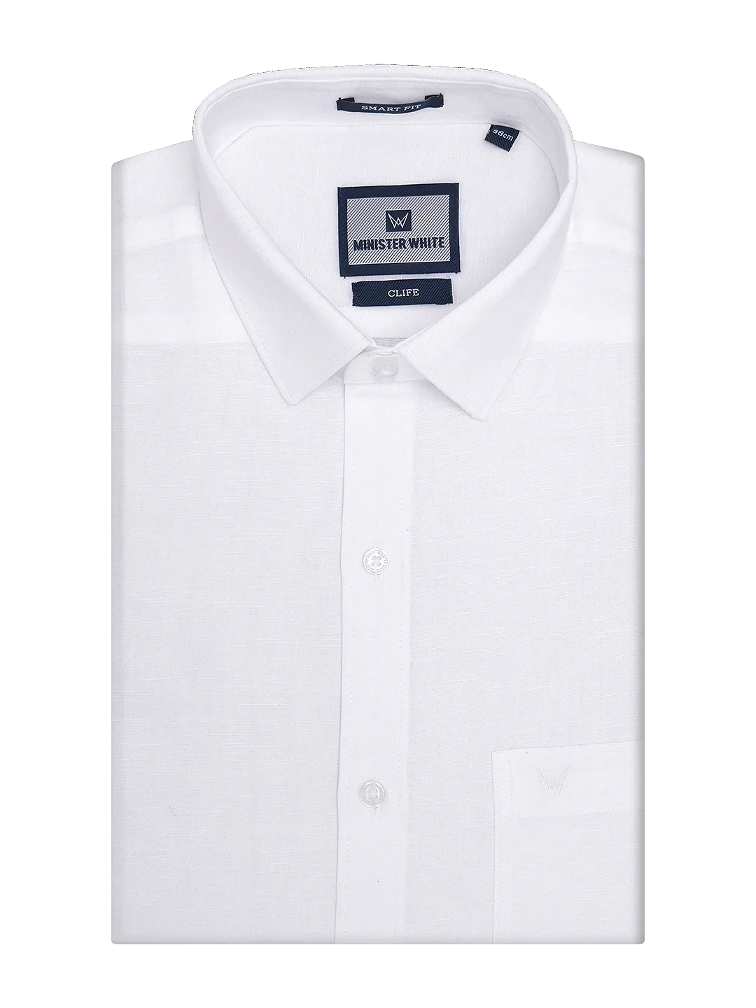 Mens Cotton Linen White Smart Fit Shirt Clife