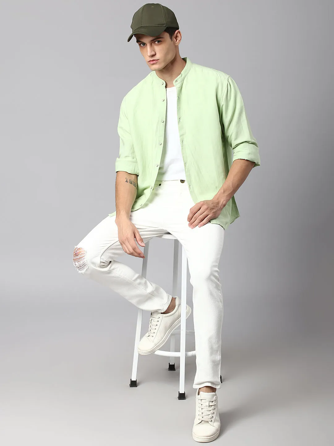 Men's Green Solid Shirts